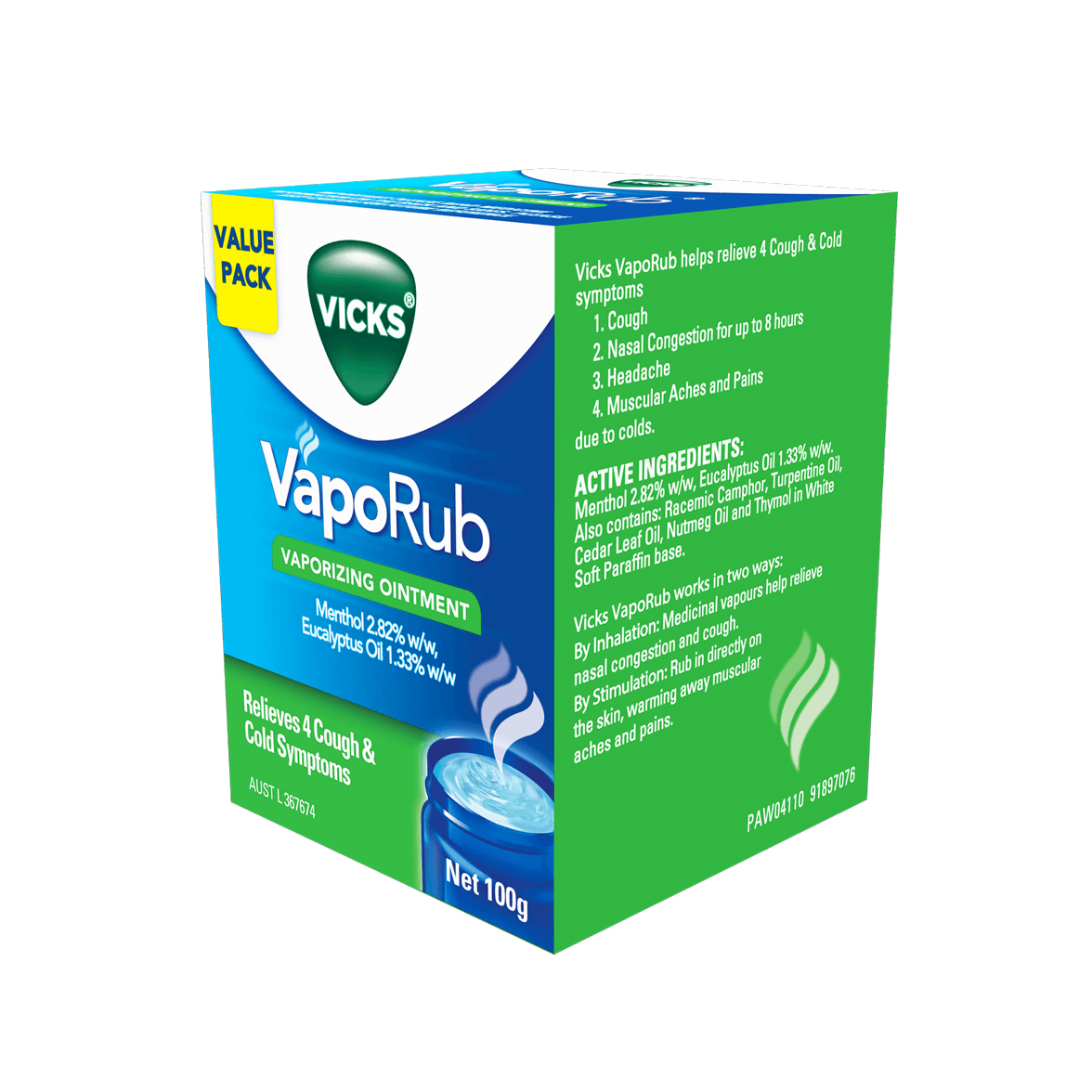 Vicks Vaporub 50ml, Relief From Cold, Cough, Blocked Nose, Headache, Body  Ache