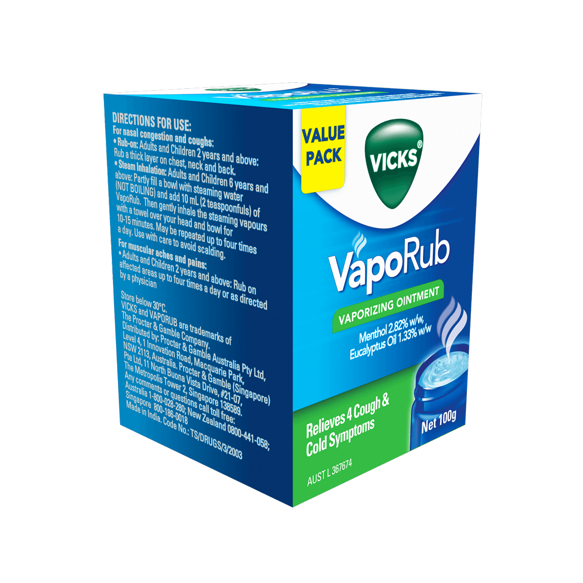 Vicks VapoRub Cold Cough Vaporize Rub Blocked Nose Headache Nasal  Congestion