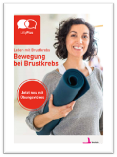Broschürencover „Leben mit Brustkrebs – Bewegung bei Brustkrebs“.