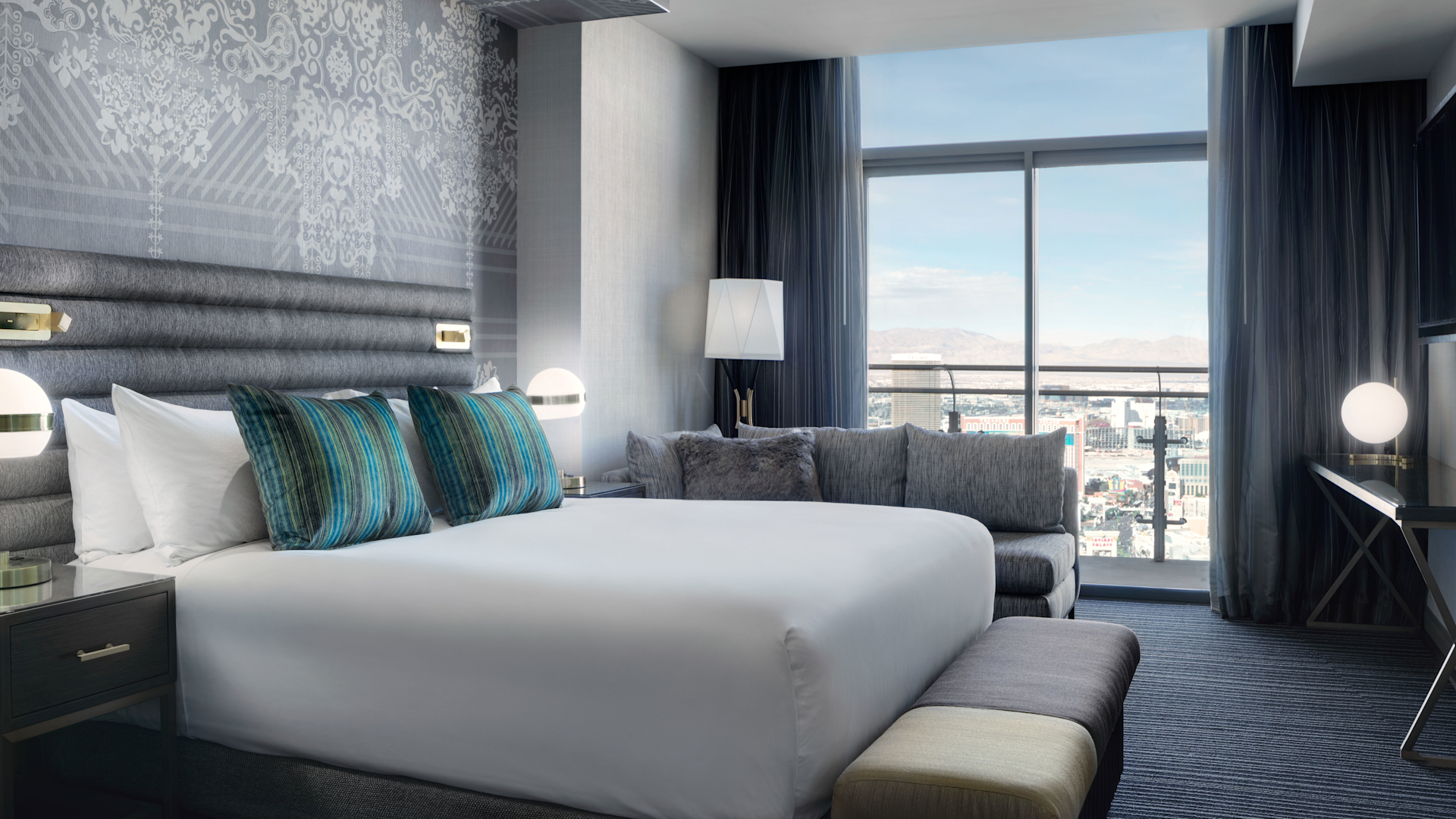 Cosmopolitan Las Vegas Terrace Studio 2 Queen Beds Luxury Terrace Suite Fountain View | The Cosmopolitan of Las Vegas
