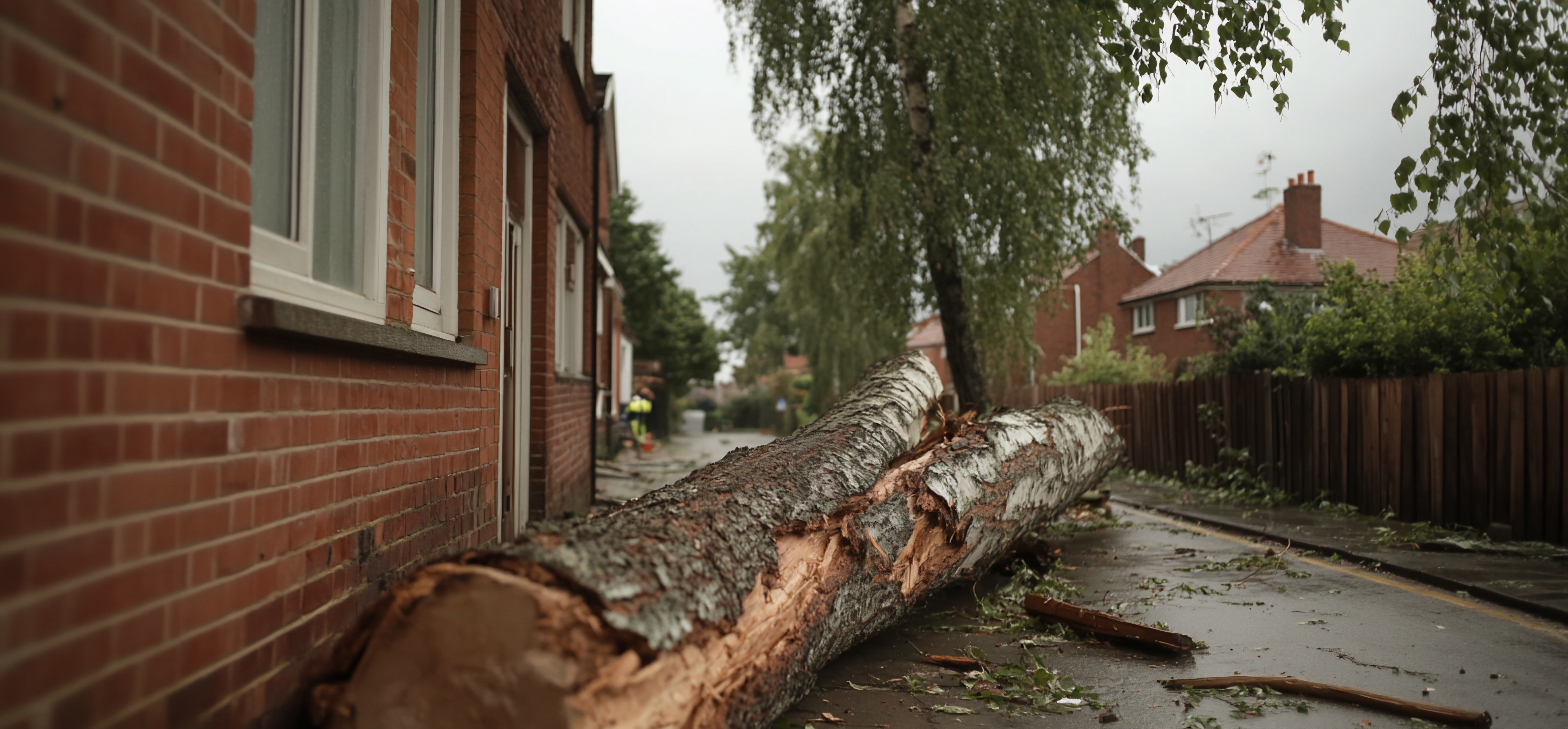 a-large-tree-is-leaning-against-a-brick-wall 