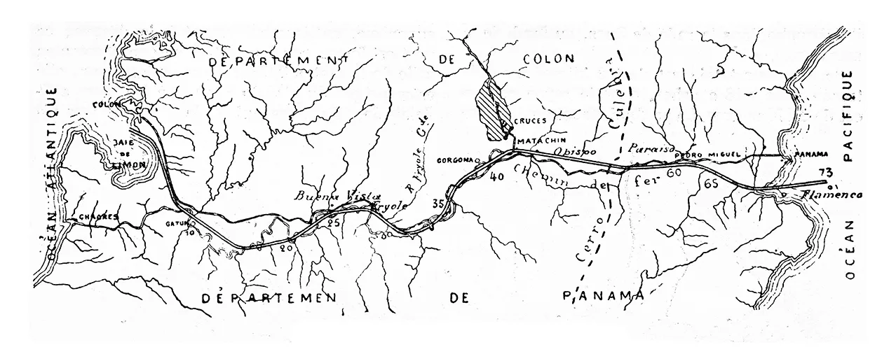 Map of the Panama Canal. Industrial encyclopaedia E.O. Lami - 1875. Photo: Shutterstock.