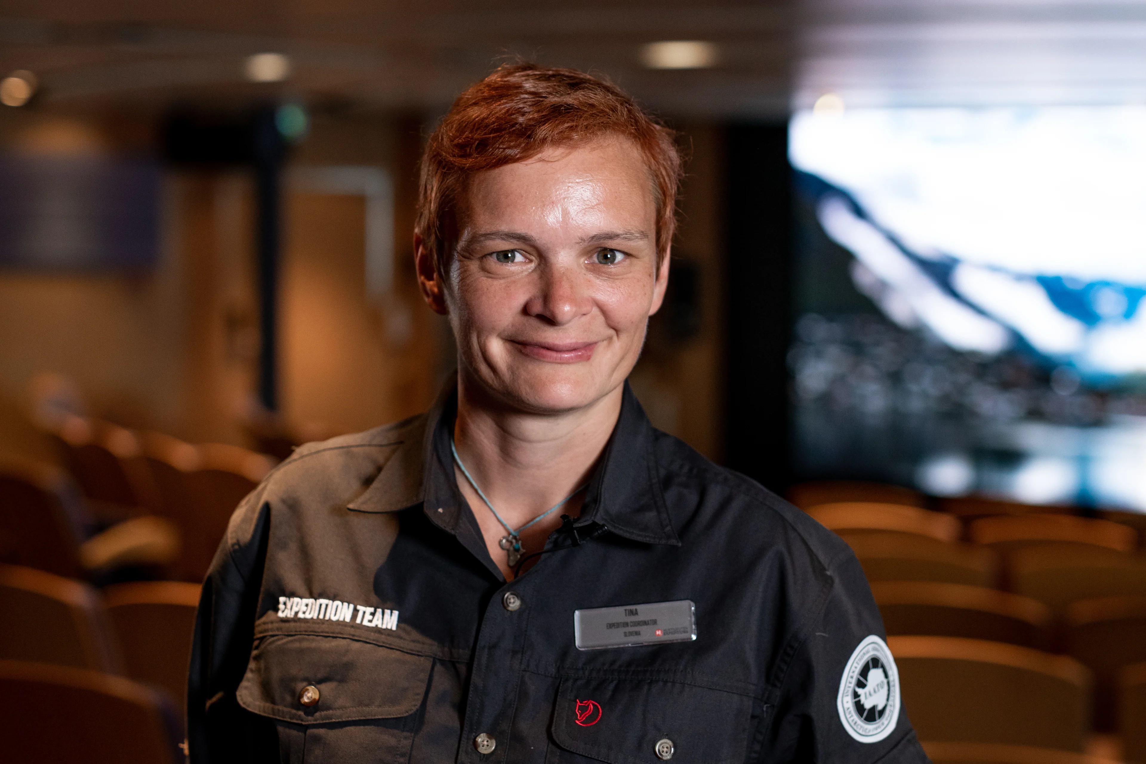 Tina Hudnik, Expedition Coordinator with the Expedition Team onboard MS Maud. Photo: Tom Woodstock / Ultrasharp