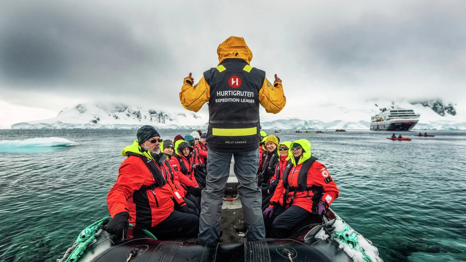 Hurtigruten Expedition Team leader at Orne Harbour, Antarctica. Credit: Karsten Bidstrup