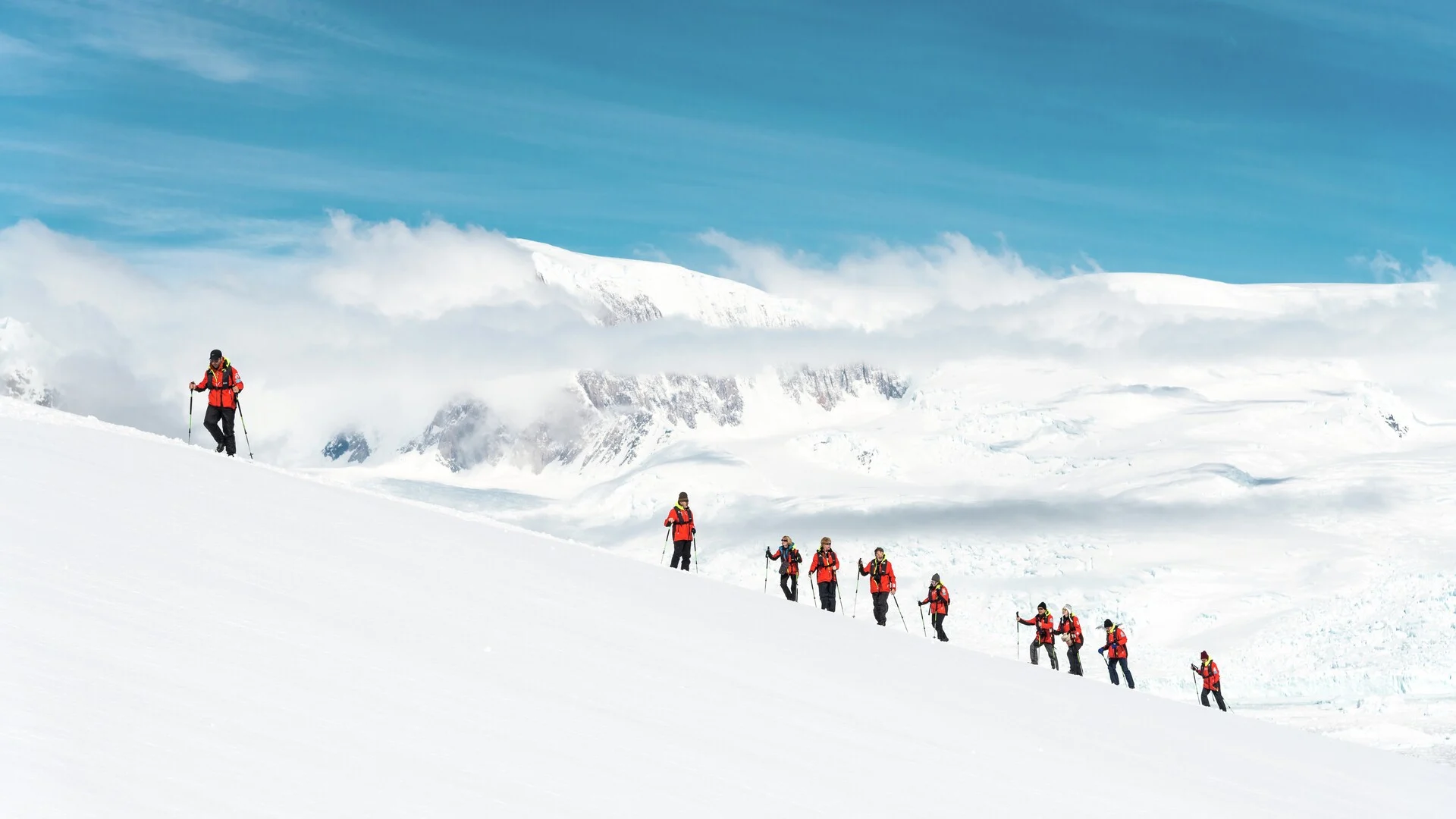 Snowshoeing and hiking excursion in Neko Harbour, Antarctica. Credit: Karsten Bidstrup / HX