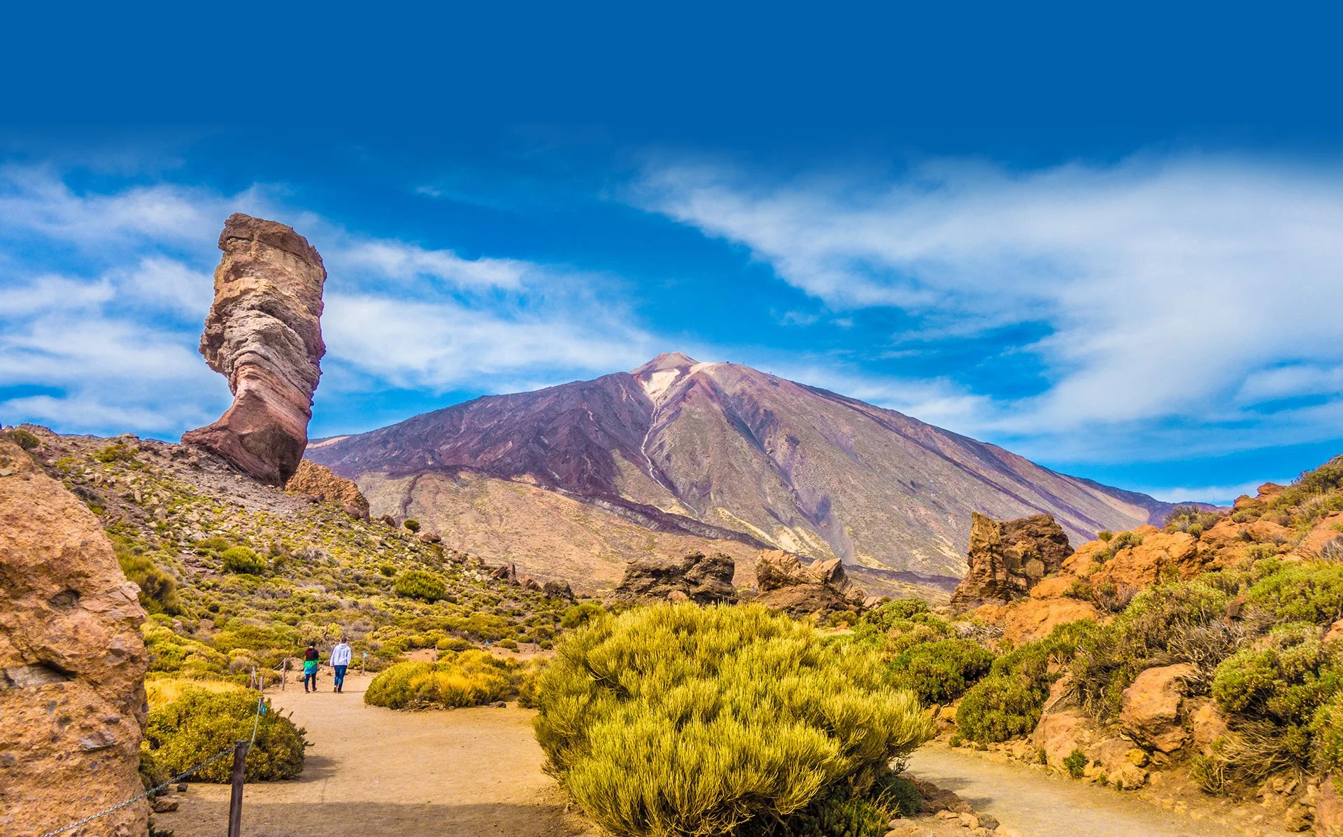 The 'God's finger' rock formation is an imposing sight in front of Mount Teide in the Canary Islands. Photo: Shutterstock