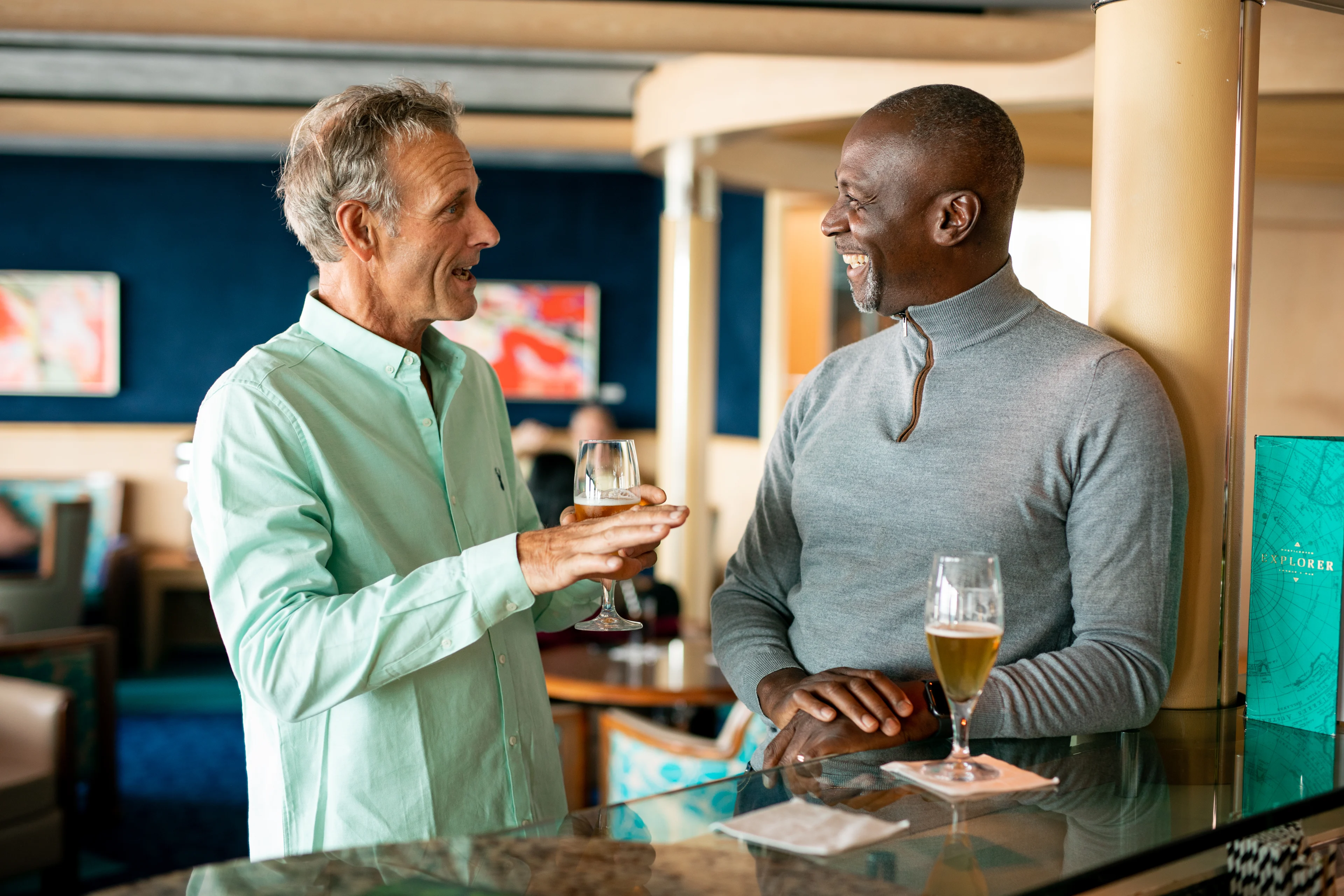 Enjoying a drink in the Explorer Bar onboard MS Maud. Photo: Tom Woodstock/Ultrasharp