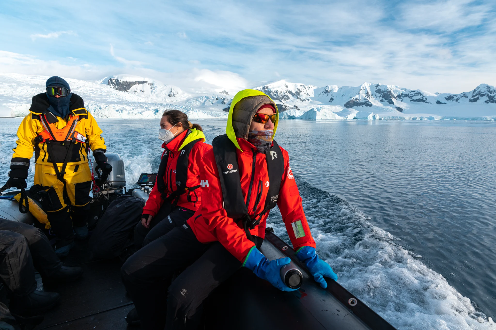 Whale researcher in Danco Bay, Antartica. Photo Credit: Yuri Choufour