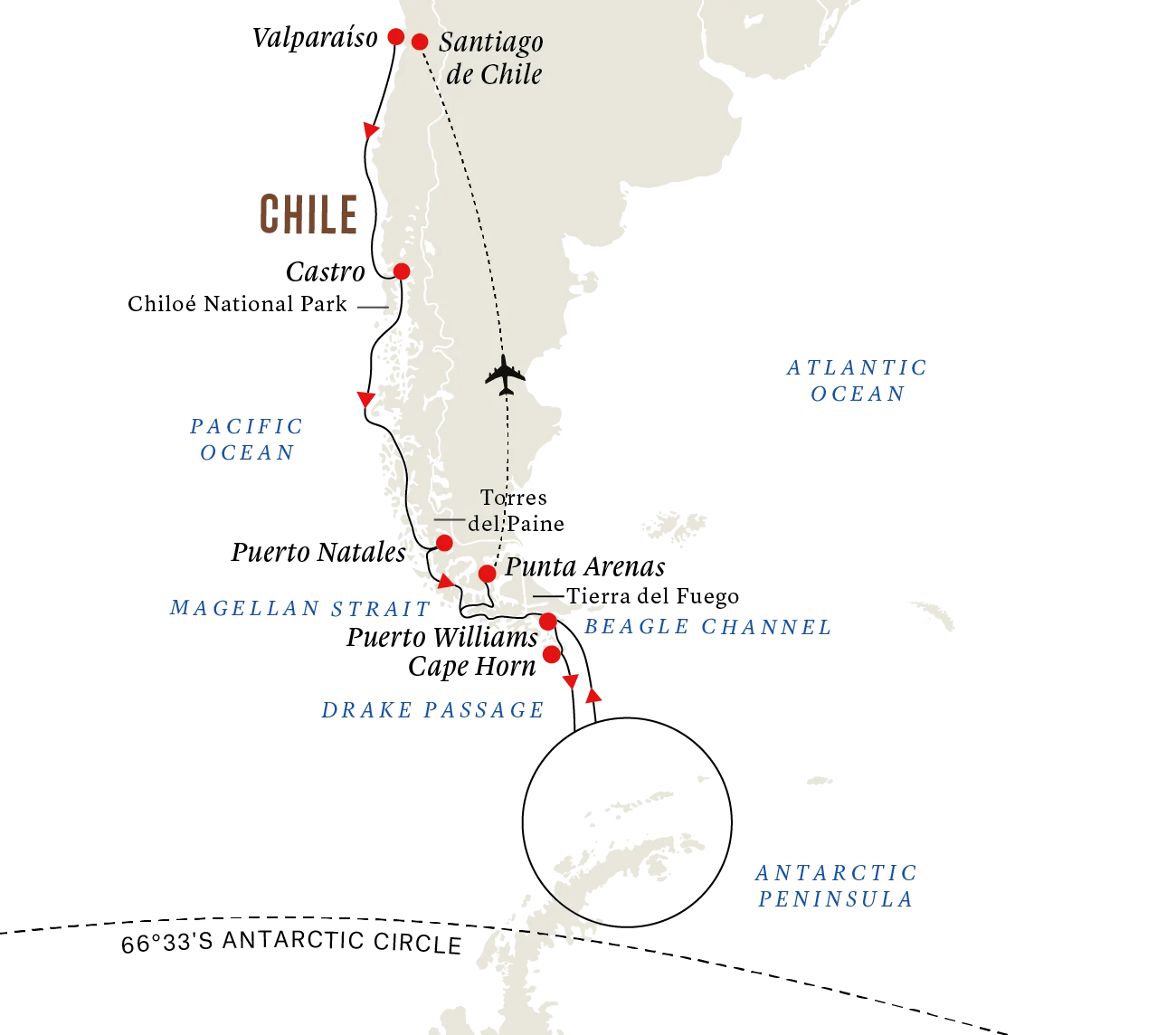 A map of the destination route