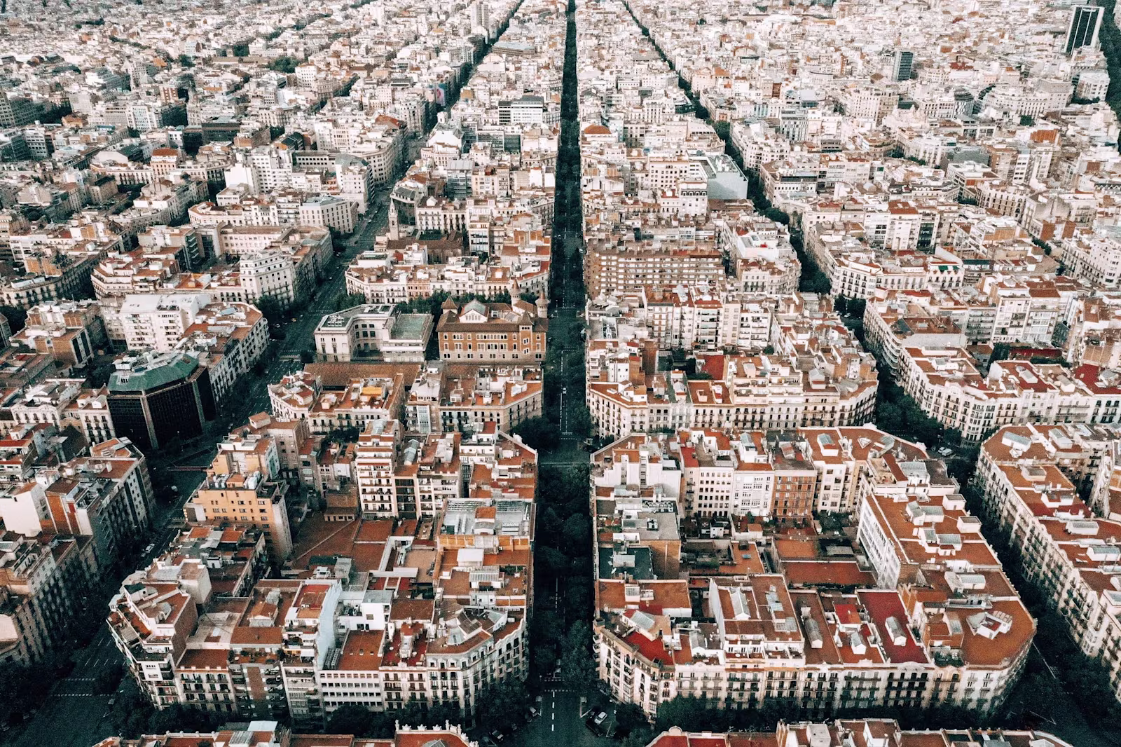 A birds eye view of buildings in Spain