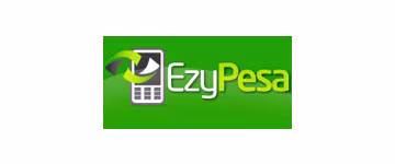 EzyPesa Een groene rechthoek met het woord 'EzyPesa' geschreven in. Aan de linkerkant van de tekst is een afbeelding van een mobiele telefoon.