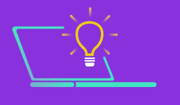 An illustration of a laptop with a light bulb coming out of it  