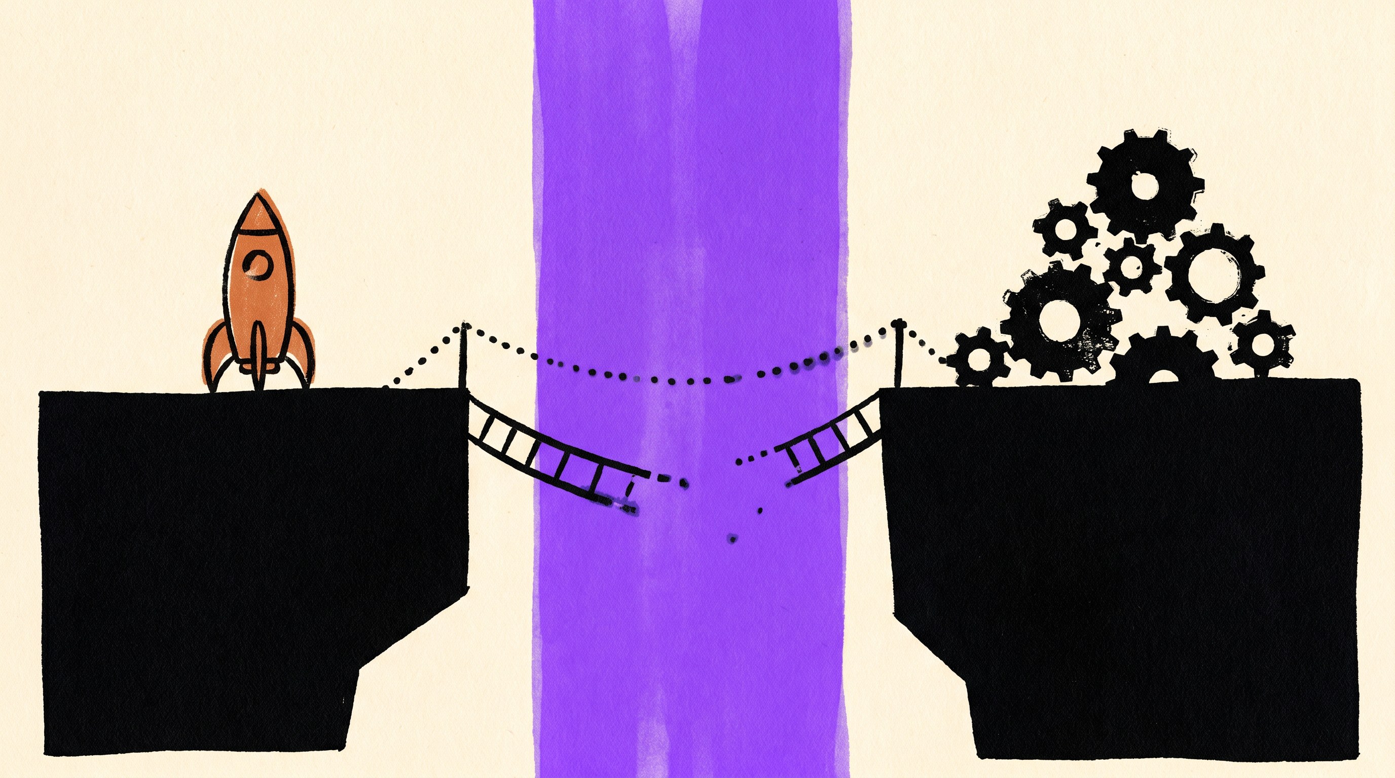 Abstract visualization of a gap between two systems
