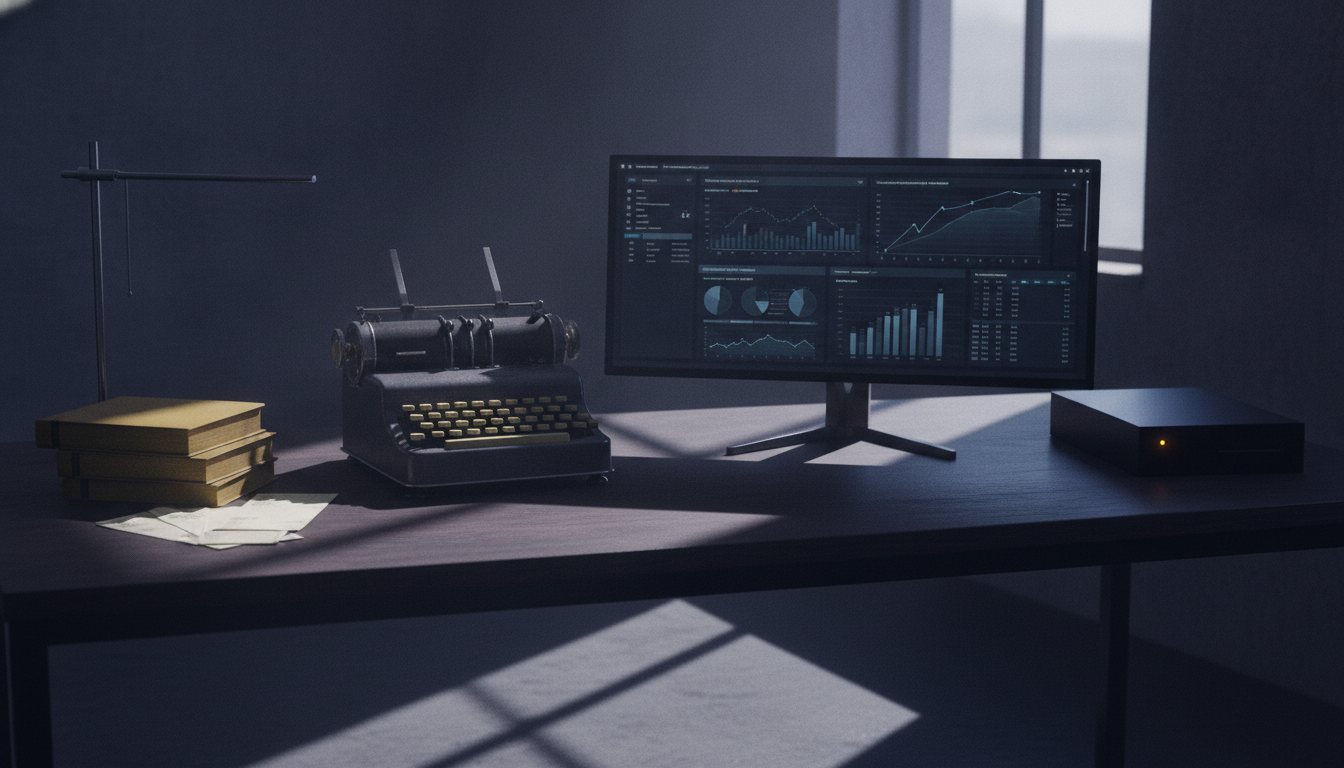 Controller reviewing month-end close numbers on a monitor, the daily reality behind AI for accounting