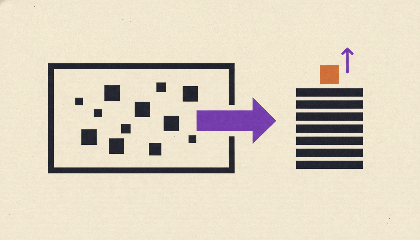Abstract geometric illustration of automated PDF invoice processing and data extraction