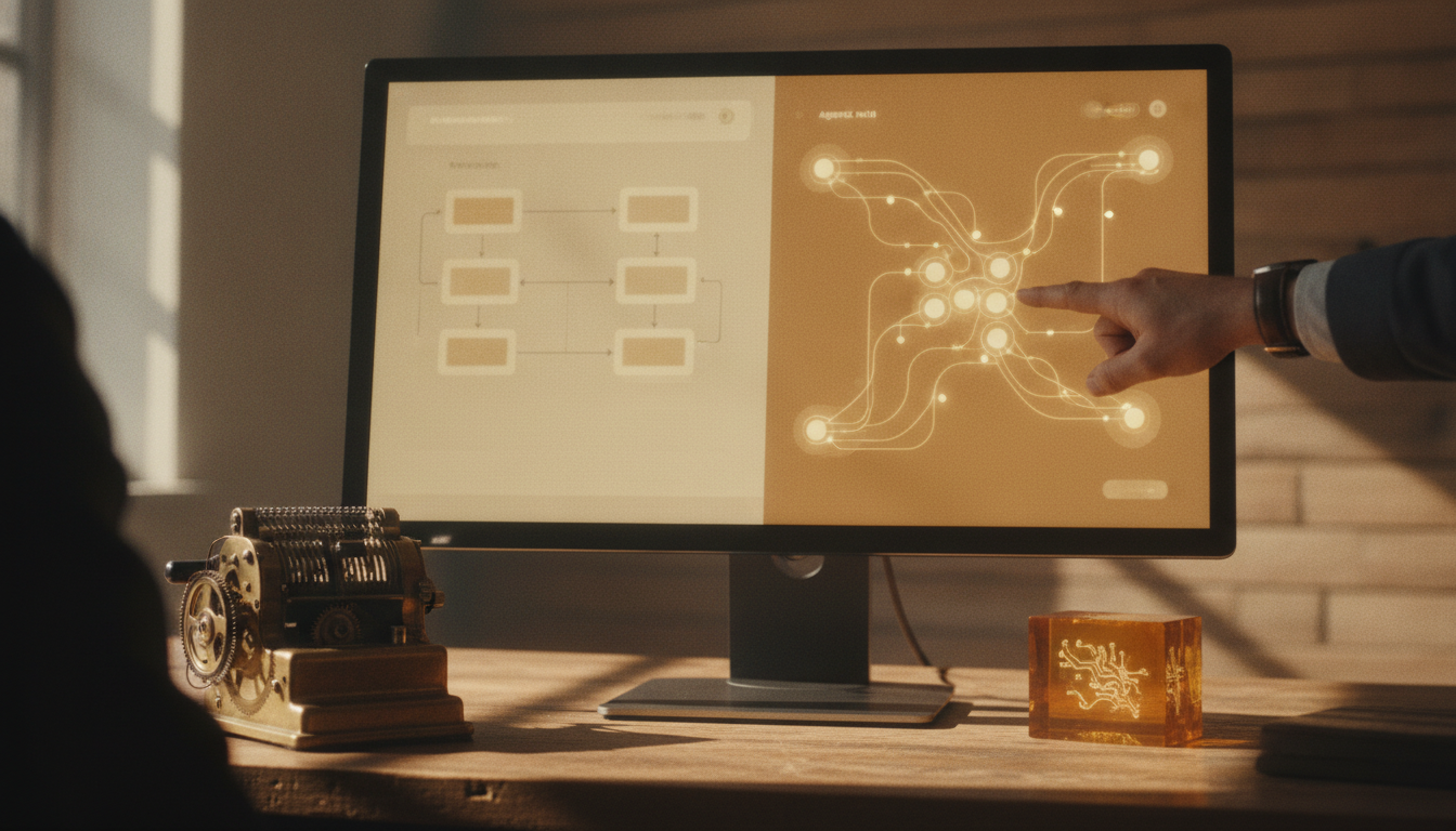 Agentic AI compared with traditional rule-based automation running the same operations routine