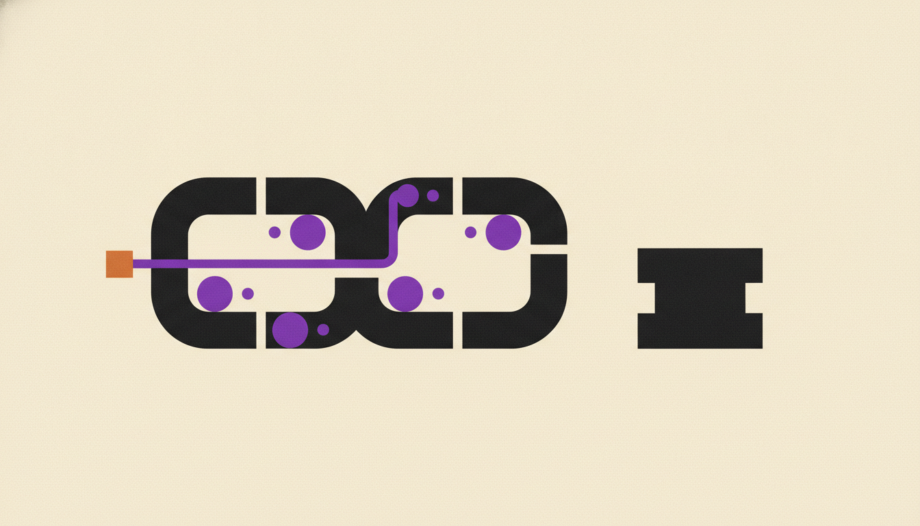 Abstract geometric illustration of connected automation nodes representing a no-code AI agent