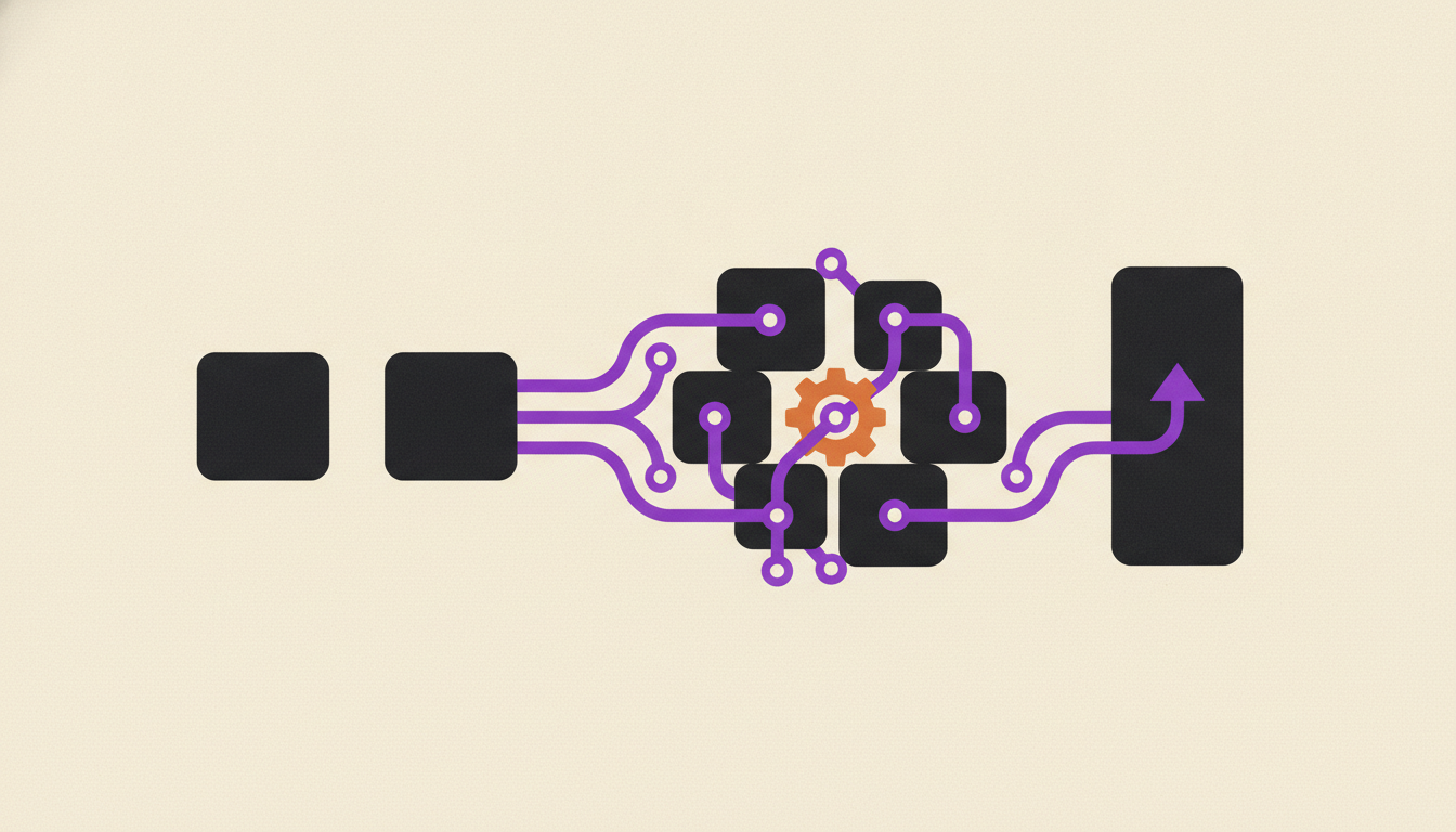 Abstract geometric illustration of connected automation workflow nodes