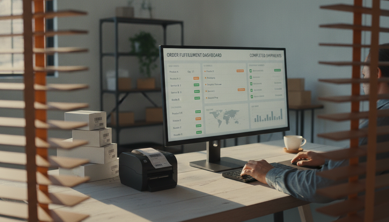 Order management system dashboard routing orders across sales channels and fulfillment