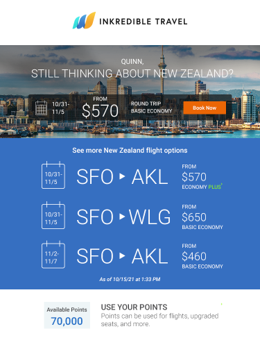 Travel Email Live Pricing