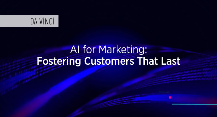 Blog title design reading: AI for Marketing Fostering Customers That Last