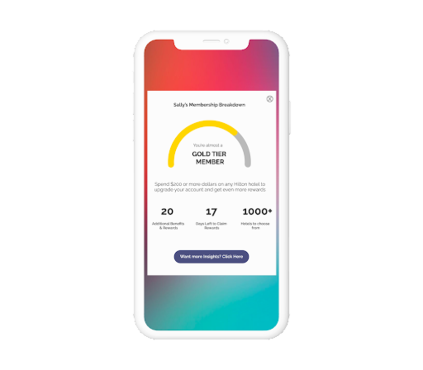 Push notification with data visualization displaying loyalty progress