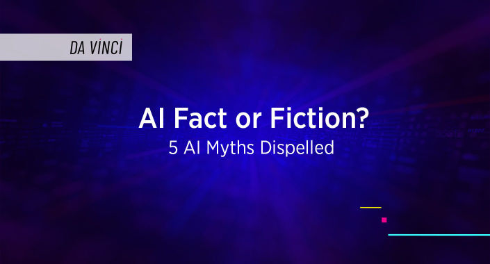 Blog title design reading, AI Fact or Fiction? 5 AI Myths Dispelled