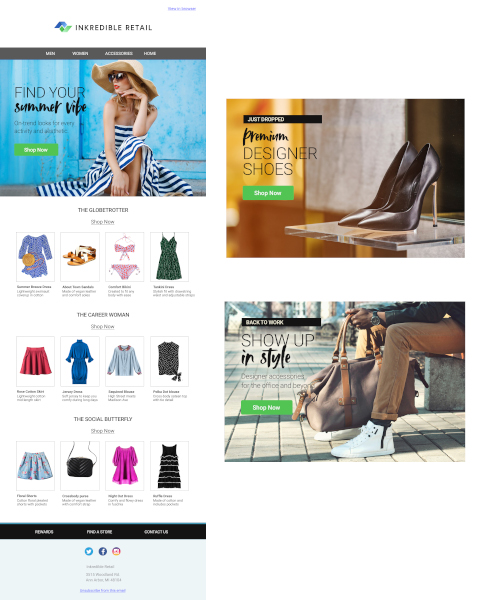 AI-powered email from Inkredible Retail for a summer product launch