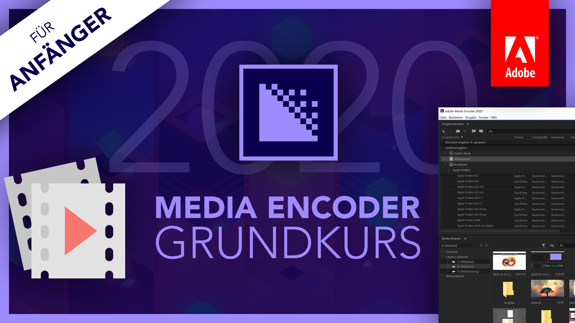 Adobe Media Encoder 2020 (Grundkurs für Anfänger) Deutsch