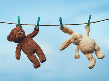 Children's toys dry outside