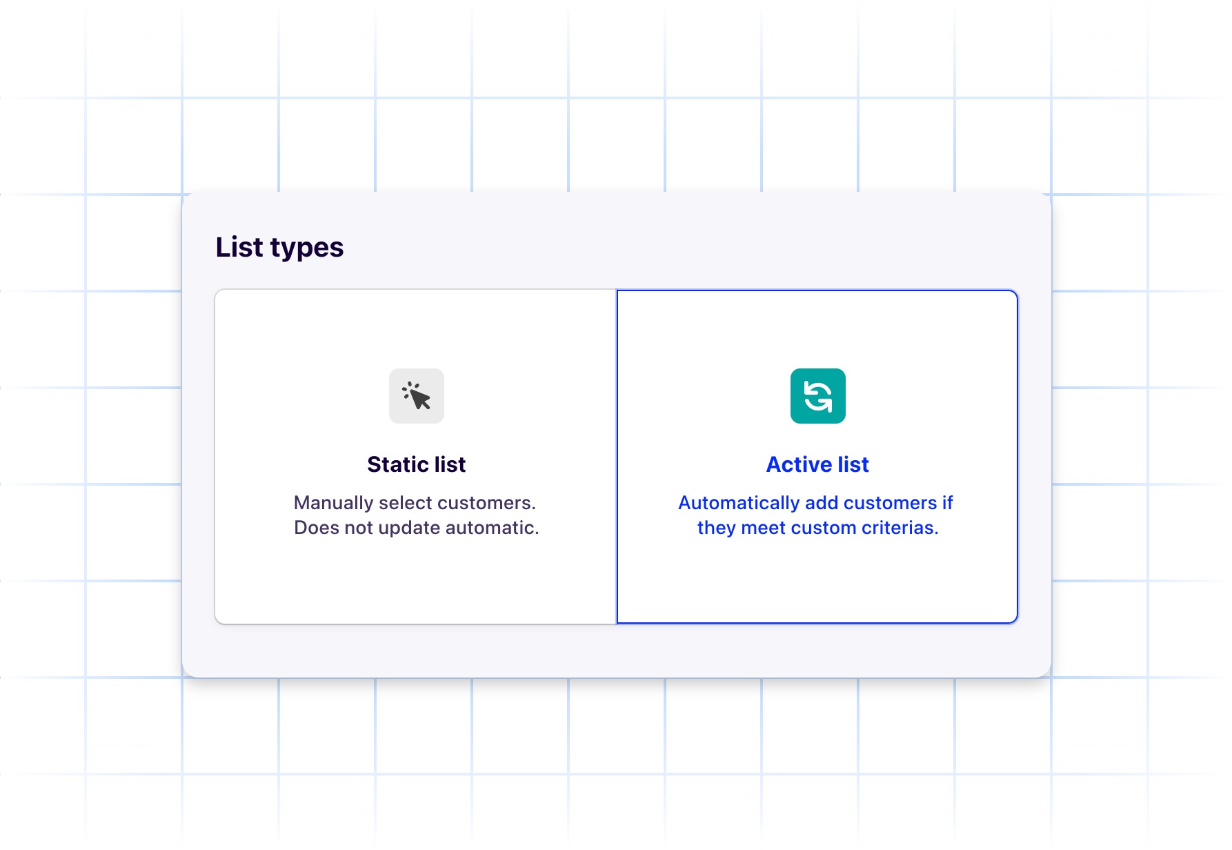 Layerise - Active and Static customer lists
