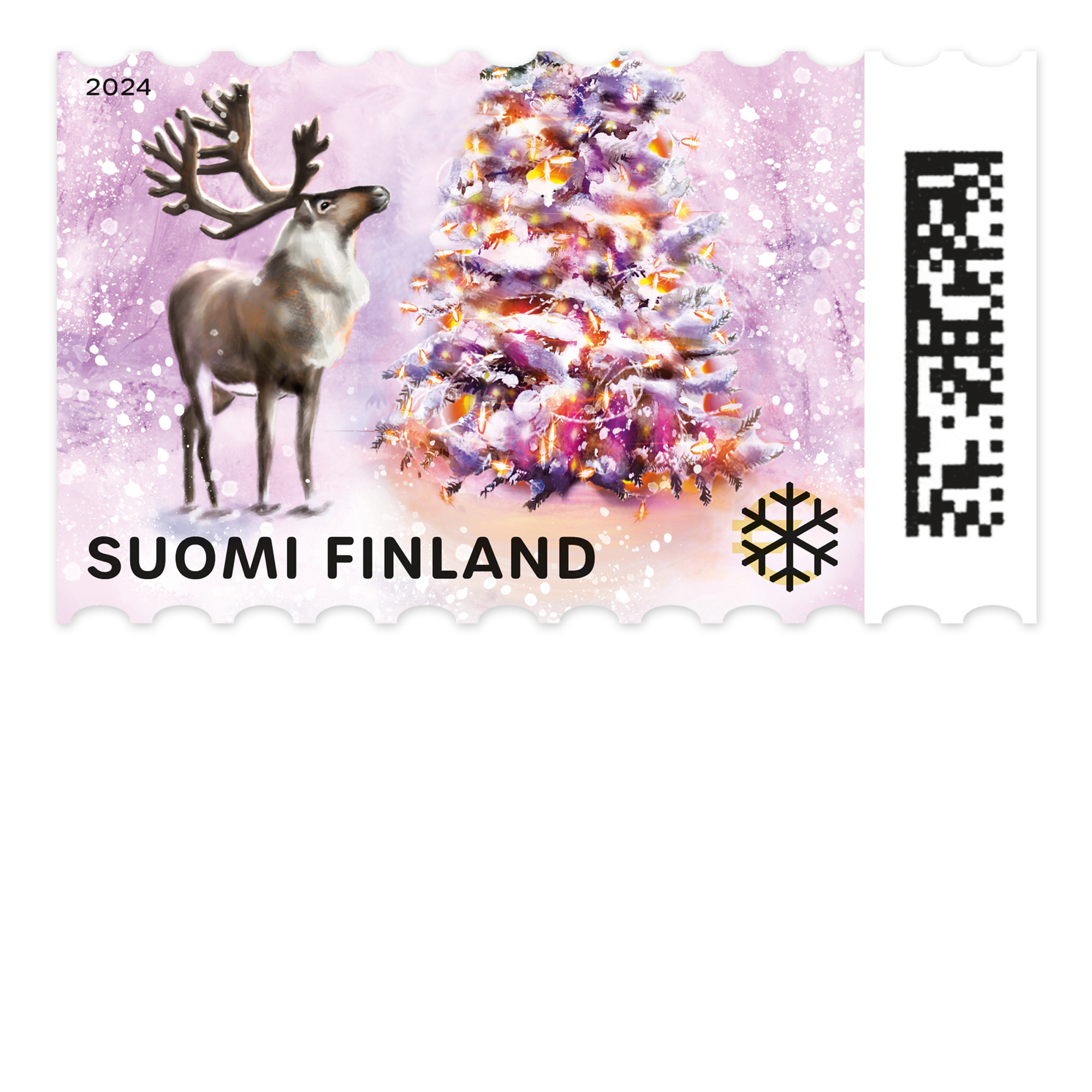 Christmas stamp with reindeer.