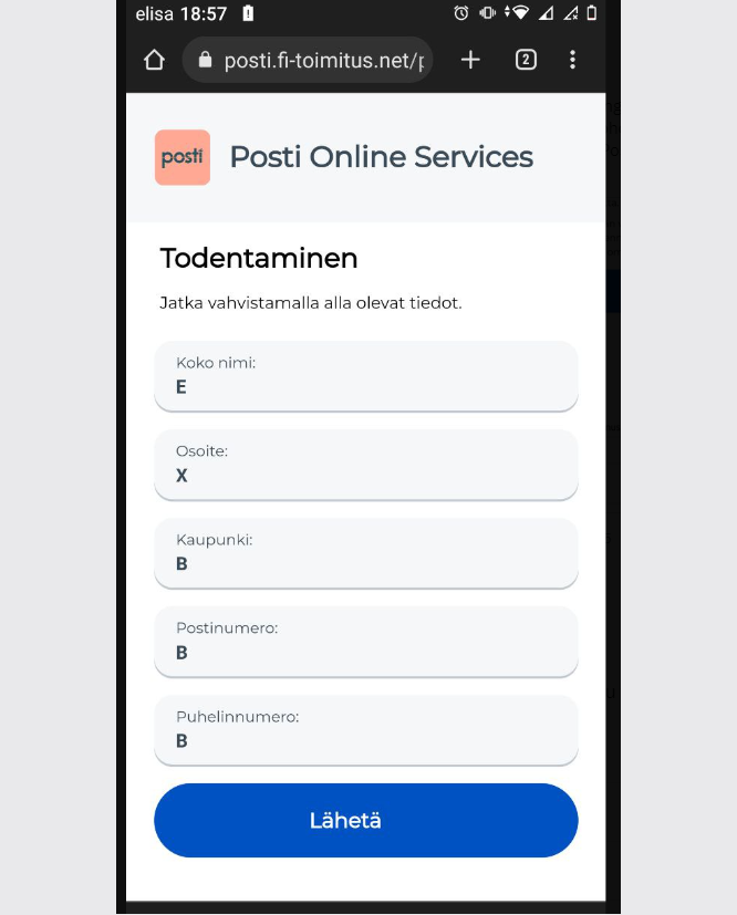 Huijausviesti - Posti Online Services.