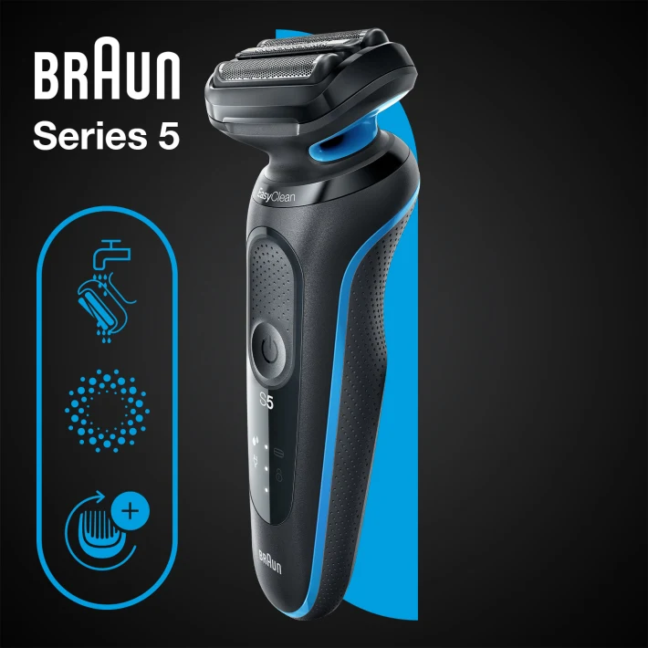 BRAUN 51-B1000s Rasierer Series 5 Blau (Cassette, Reinigungsstation: Nein)  4210201432197