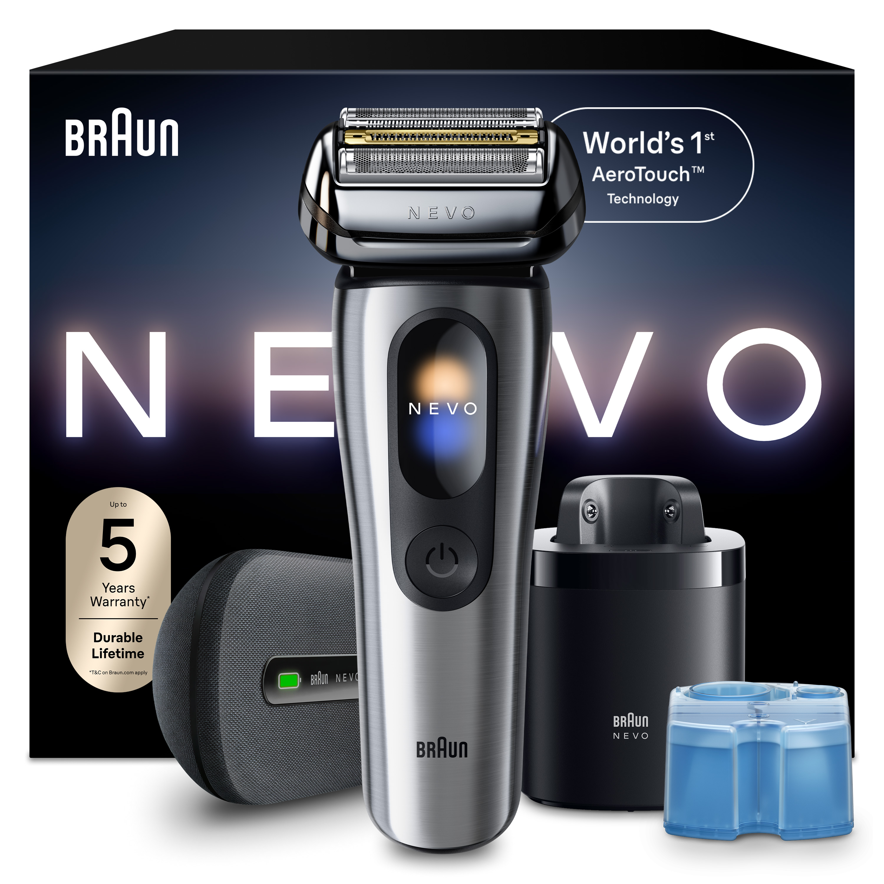 Braun NEVO 17000c Premium Men's Electric Shaver, Silver | Braun AU