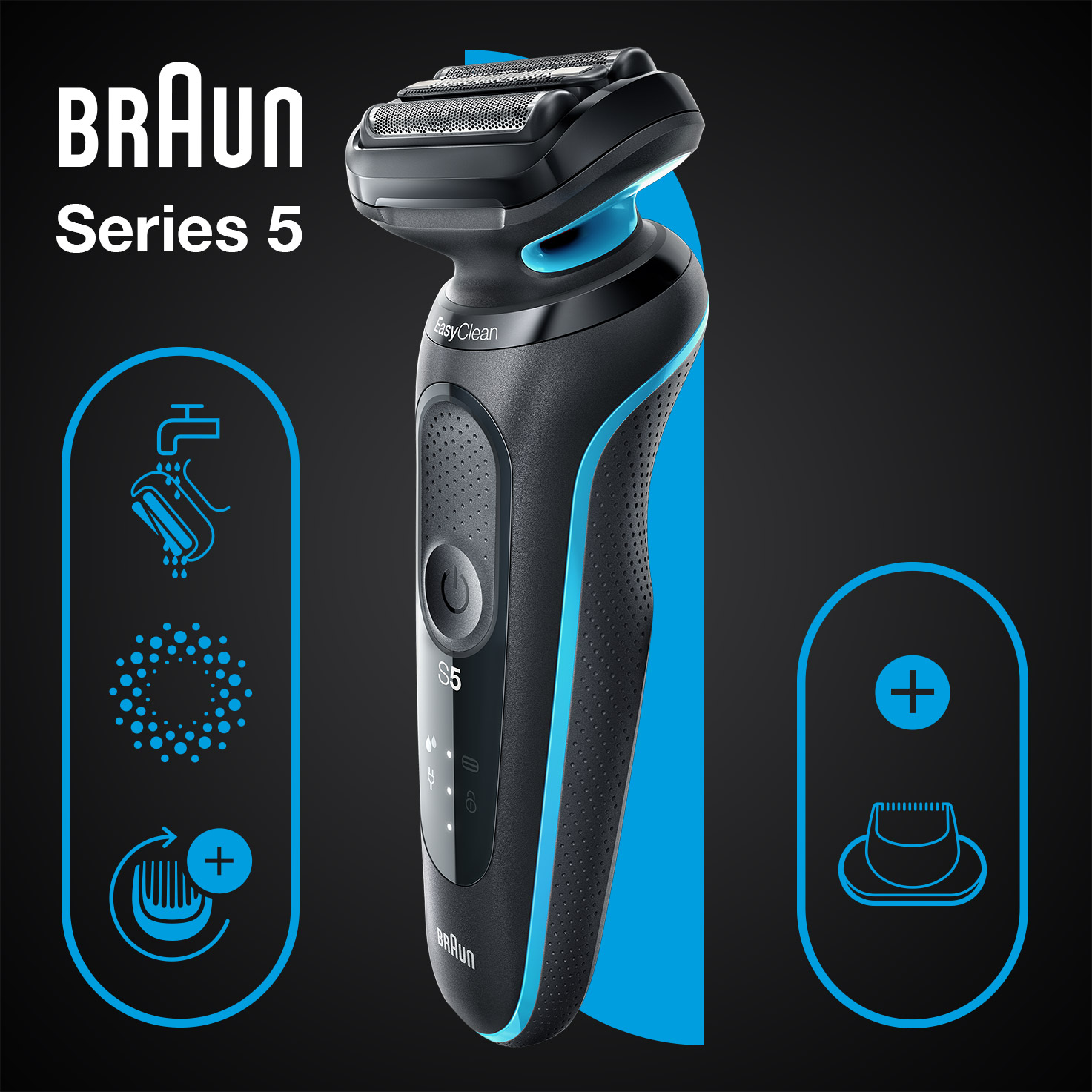 Series 5 51-M1200s Shaver for Men, Dry | Wet & AU Braun with AutoSense