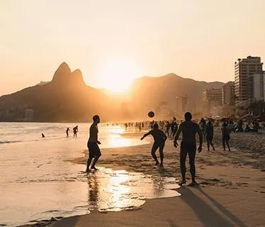 Beach scene in Rio de Janerio Brazil at sunset