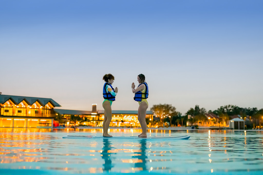 Meditating in a pool