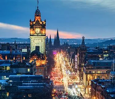 Edibburgh Scotland Skyline at night