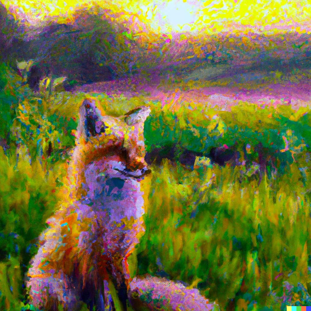 a fox and a sunset