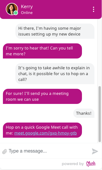 Google Meet dialogue