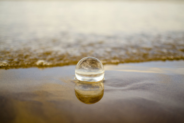 Glass Lens Ball on Berrow Beach