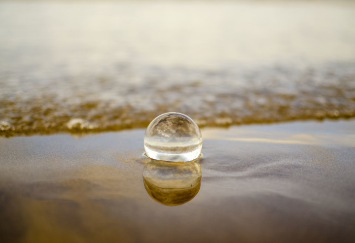 Glass Lens Ball on Berrow Beach