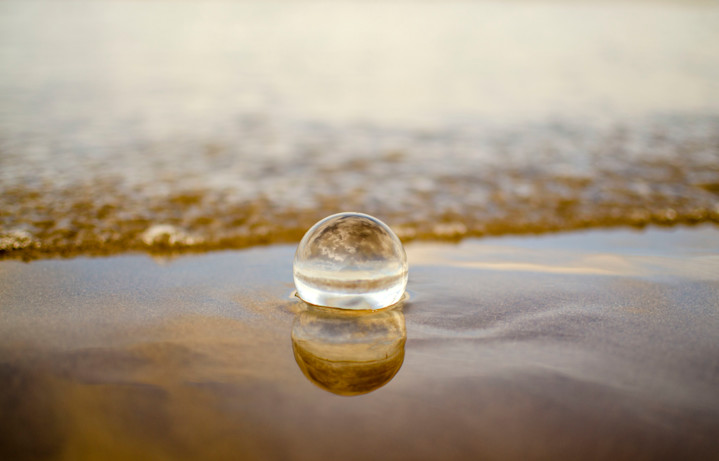 Glass Lens Ball on Berrow Beach