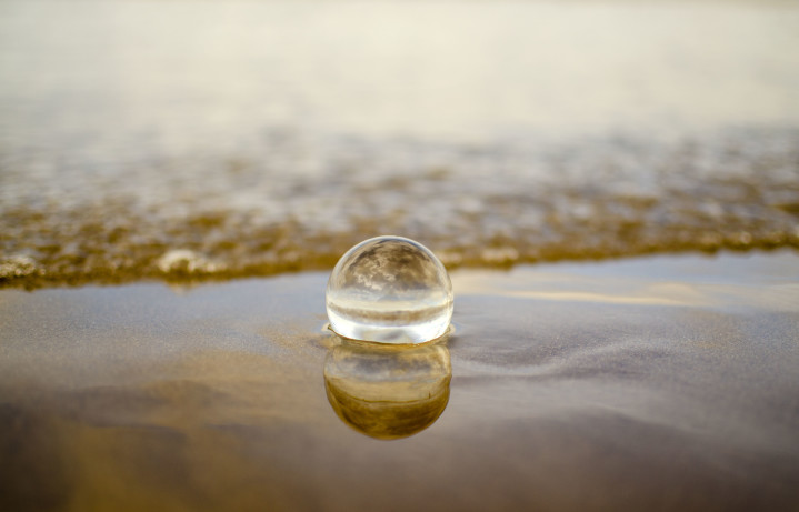 Glass Lens Ball on Berrow Beach