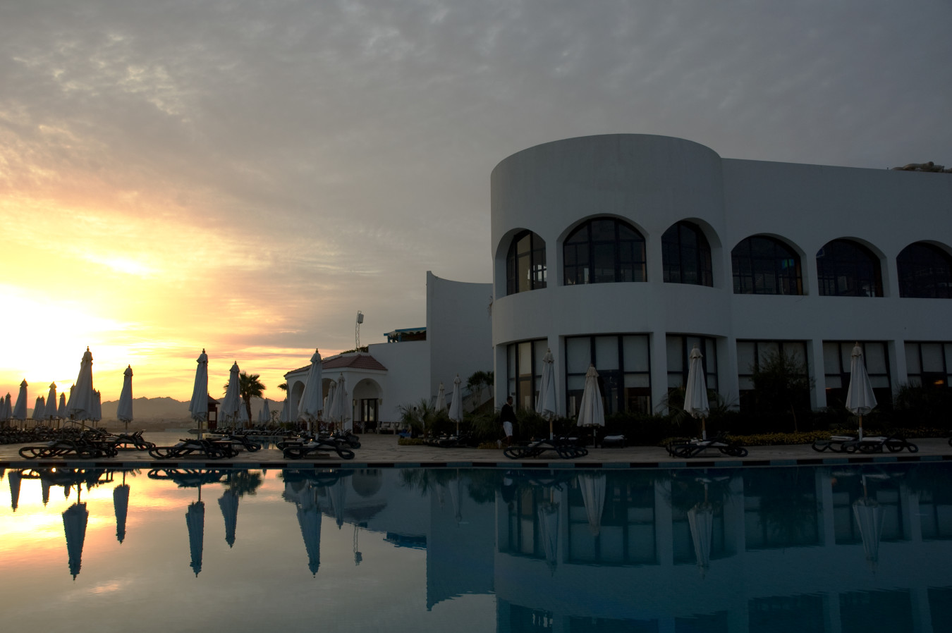 Sunset over the hotel