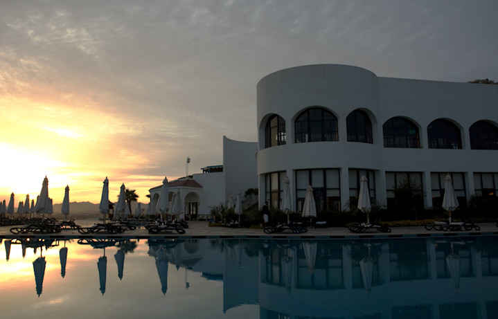 Sunset over the hotel
