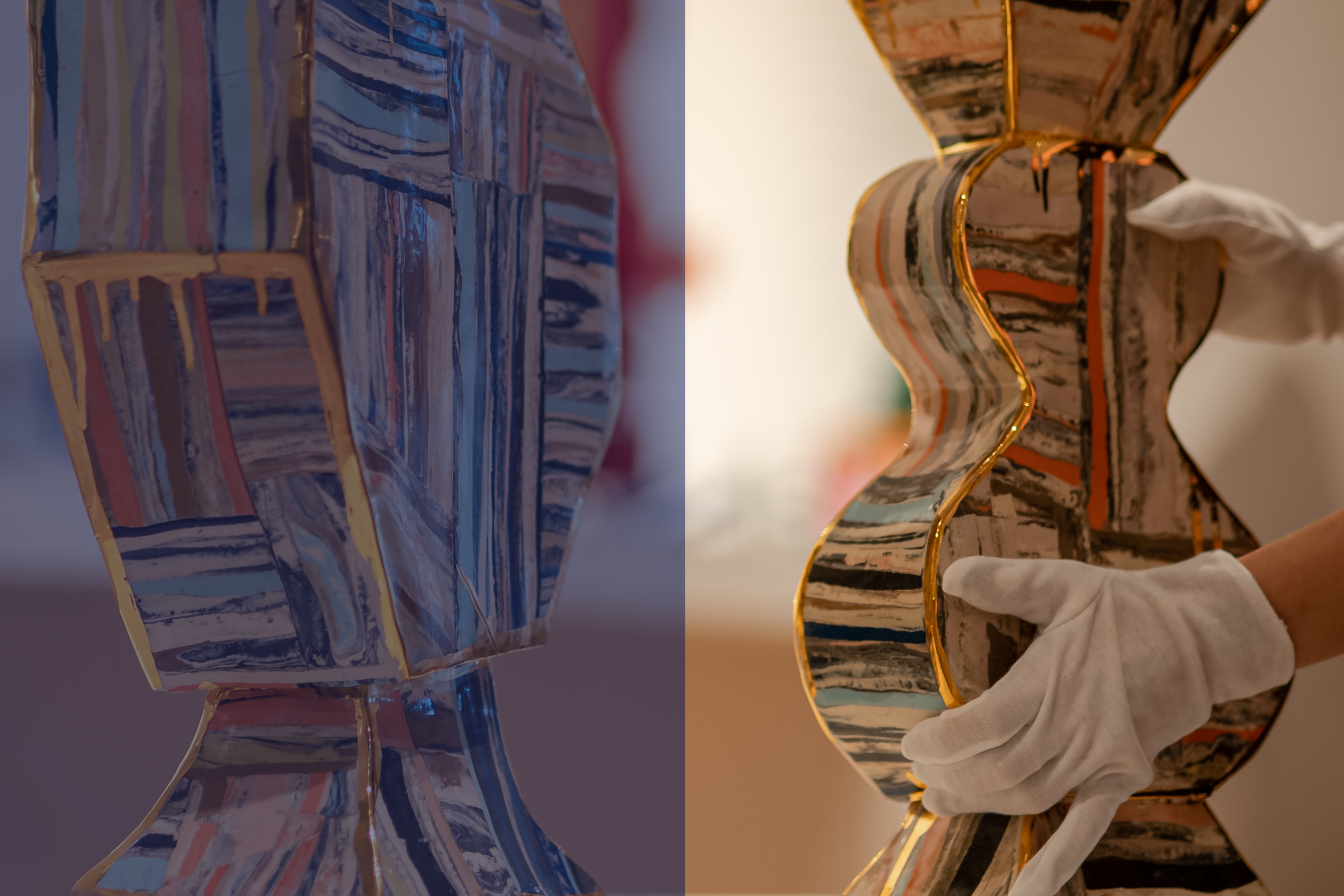 Convelio's professional white glove delivery team carefully places artwork, showcasing specialized handling and expert care for valuable items. 