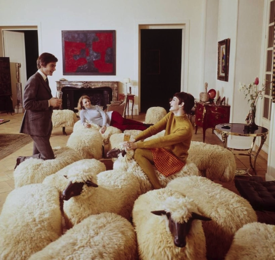 A Parisian interior with a flock of ‘moutons de laine’, circa 1970s

