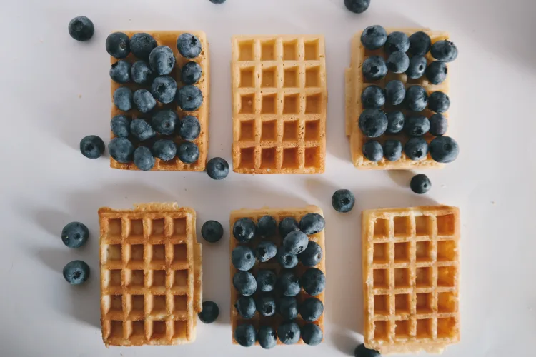 Blueberries on waffles